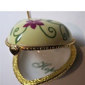 Hope Heart Porcelain Trinket Box Holiday Ornament